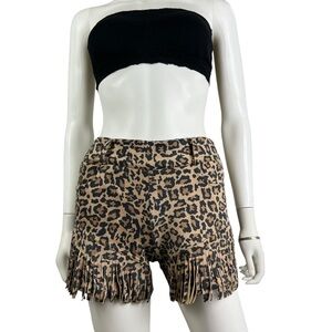 Crazy Train‎ Leopard Print Finge Shorts Womens Size S